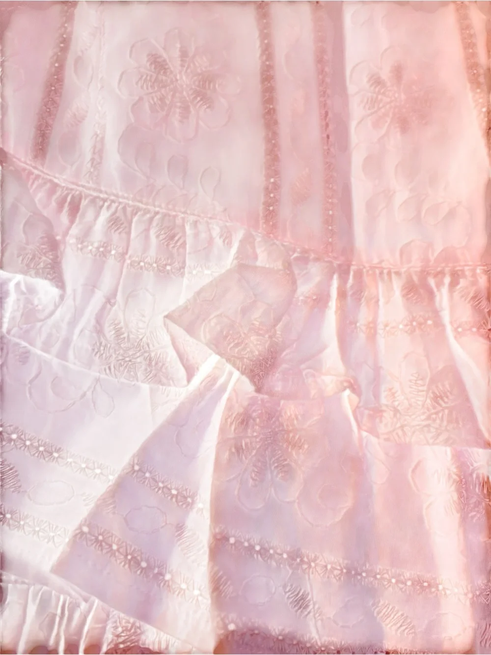 Tiered Eyelet Ruffle Mini Skirt — Pink